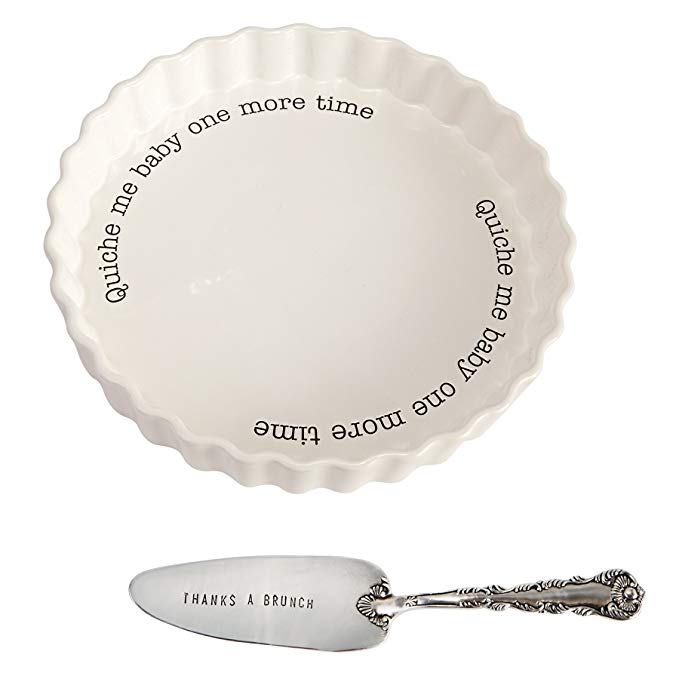 Mud Pie Quiche Baker Serving Set, , White (4801014)