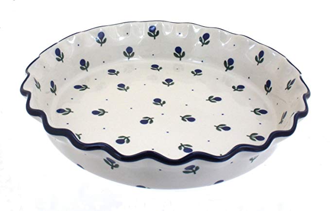 Blue Rose Polish Pottery Blueberry Pie Plate