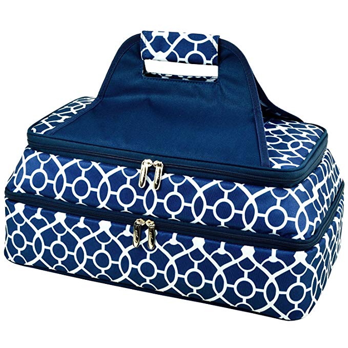 Picnic at Ascot - Two Layer - Hot/Cold Thermal Food and Casserole Carrier (Trellis Blue)