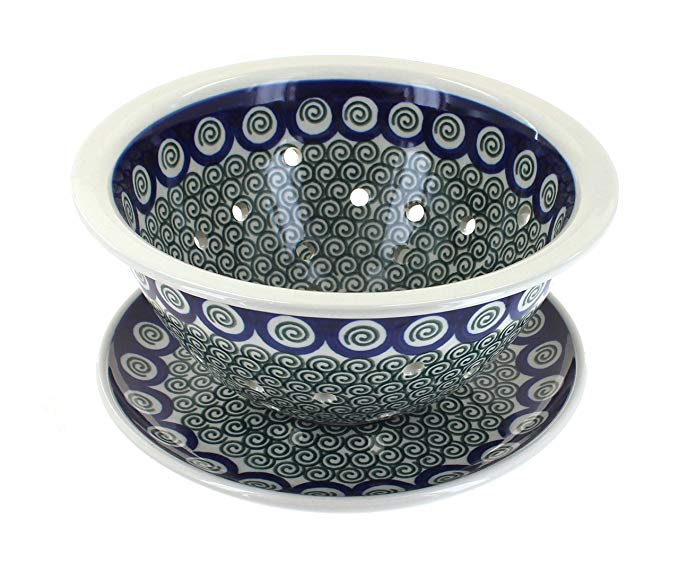 Polish Pottery Peacock Swirl Berry Bowl