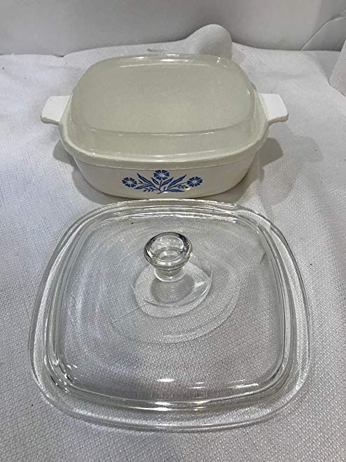 Corning Ware Pyrex Cornflower Blue Casserole Baking Dish w/Lid 1 QT