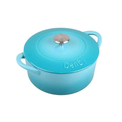 Denby Cast Iron Round Covered Casserole, 3-Liter, Blue