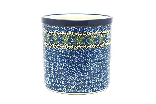 Polish Pottery Utensil Holder - Peacock Feather