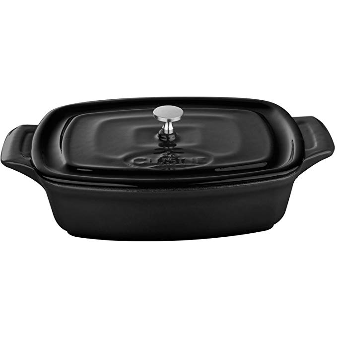 La Cuisine 22 Oz Mini Rectangular Enameled Cast Iron Covered Dutch Oven, Black