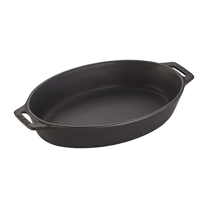 Staub 40508-082 Ceramics Oval Baking Dish, 11-inch, Matte Black