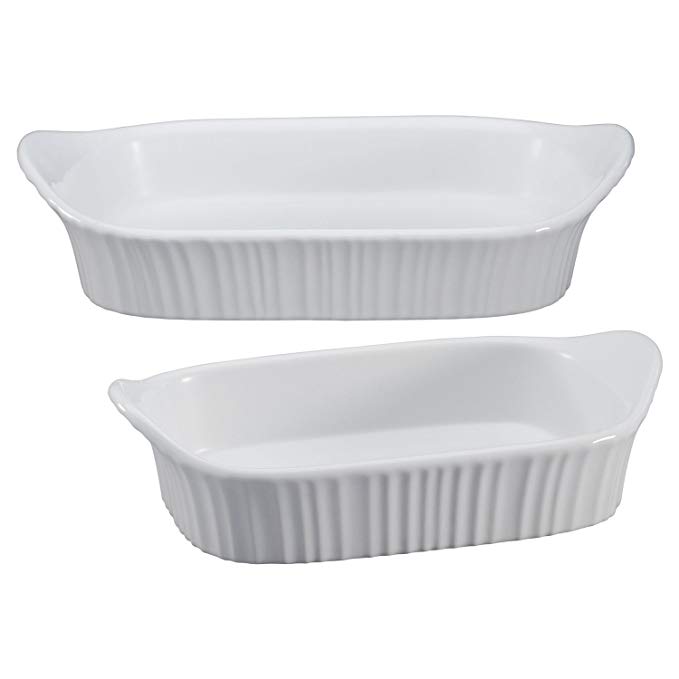 Corningware French White Rectangular Baking Dishes - 2 Piece Value Pack - 1 Each: 1 Quart, 2 Quart