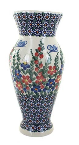 Polish Pottery Garden Butterfly Tall Vase