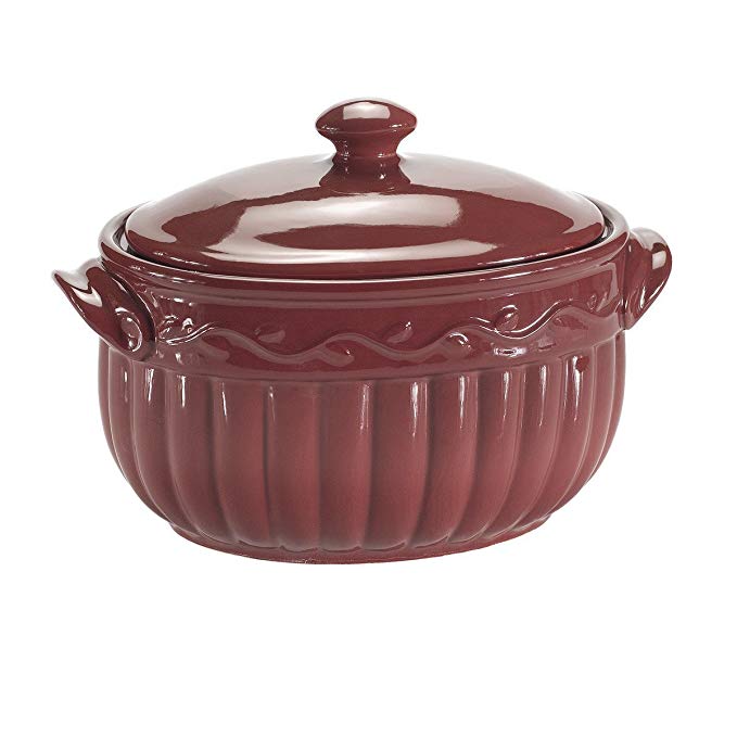 Celebrating Home Cranberry Bean Pot (stoneware casserole dish) - oven, microwave & dishwasher safe