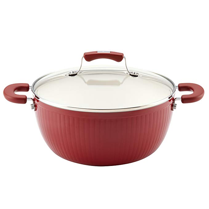 Paula Deen Savannah Collection Aluminum Nonstick 5.5-Quart Covered Casserole, Red