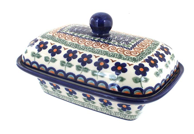 Polish Pottery Aztec Flower Butter Tub