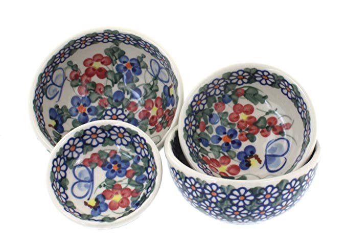 Polish Pottery Garden Butterfly Measuring Bowls