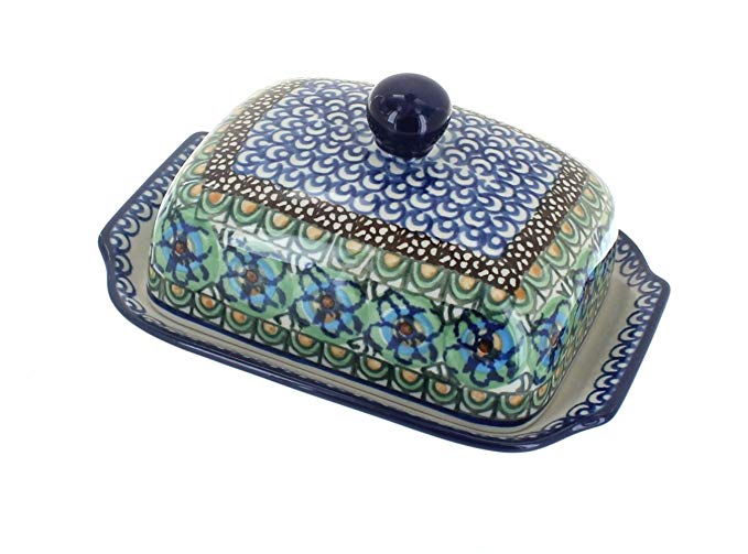 Polish Pottery Mardi Gras Butter Dish