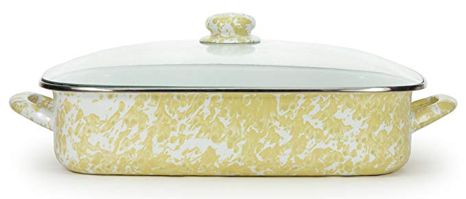 Enamelware -Butter Yellow Pattern -16 x 12½ x 4 inch Lasagna Pan Set