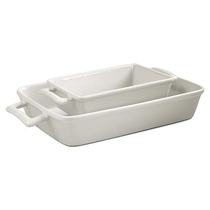 HIC Harold Import Co White Porcelain 2 Piece Lasagna Pan Set