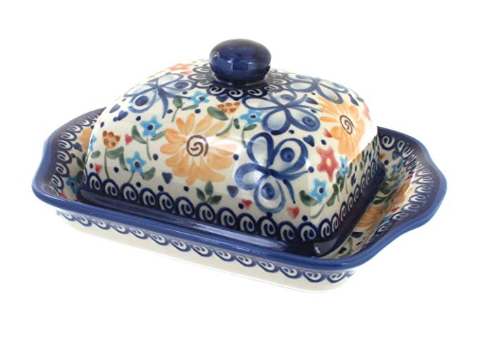 Polish Pottery Butterfly Butter Dish