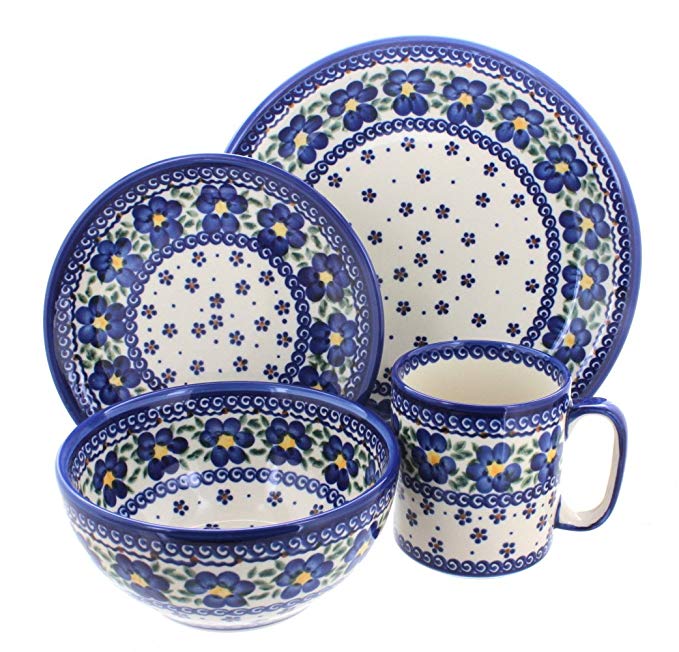 Polish Pottery Spring Blossom 4 Piece Dinner Set