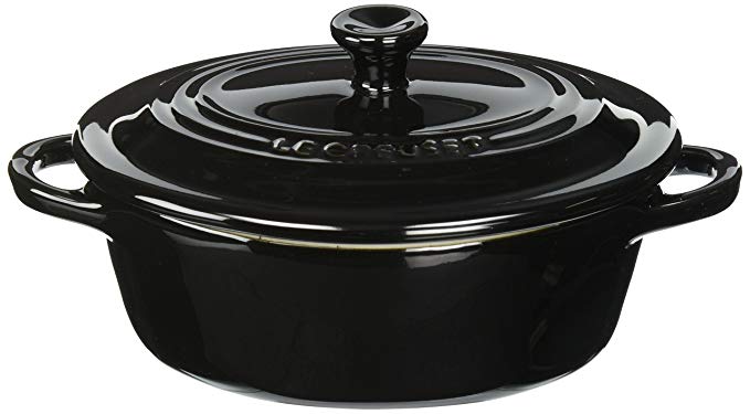 Le Creuset Stoneware 12-Ounce Mini Oval Cocotte, Black