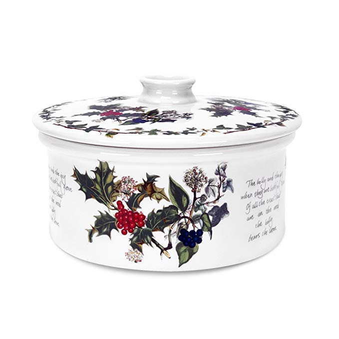 Portmeirion The Holly & The Ivy Covered Casserole 48 Oz - Round Drum Shape