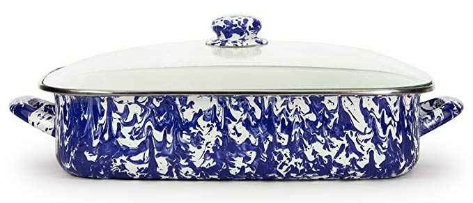 Enamelware -Colbalt Blue Swirl Pattern -16 x 12.5 x 4 inch Lasagna Pan Set