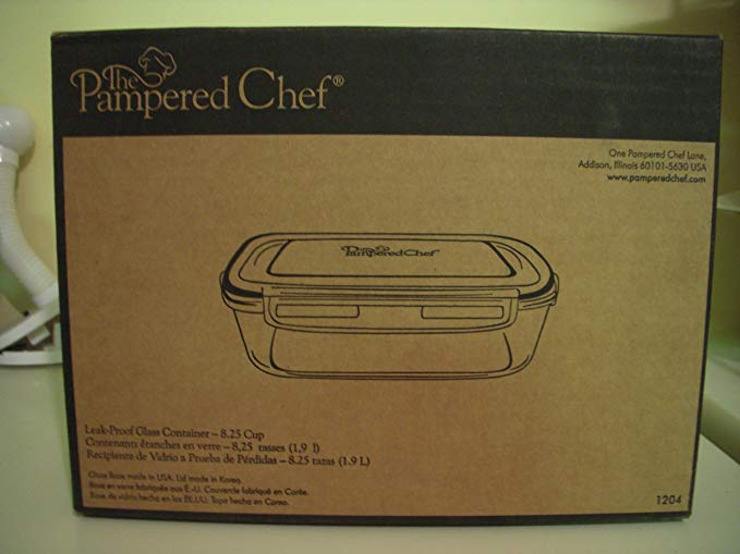 Pampered Chef 8 1/4-cup Rectangle Leakproof Glass Container with Lid