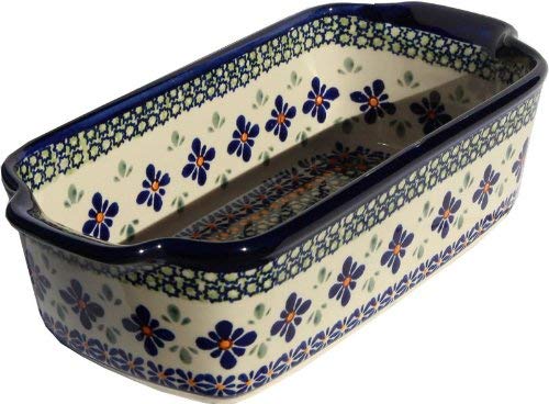 Polish Pottery Loaf Baker with Handles From Zaklady Ceramiczne Boleslawiec #1381-du60 Unikat Pattern, Deep: 2.75