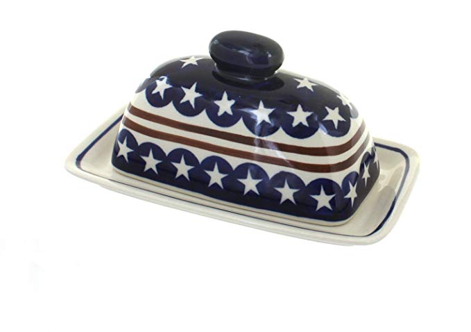 Polish Pottery Stars & Stripes Butter Dish