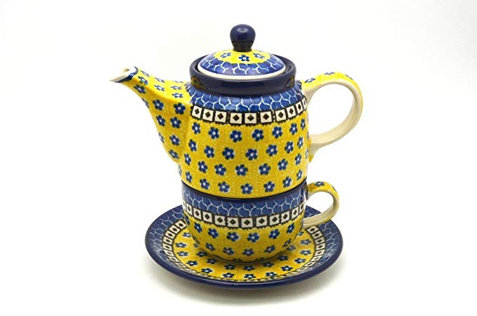 Polish Pottery Tea Time for One - Sunburst