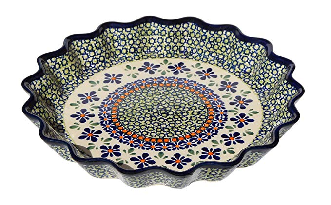 Polish Pottery Scalloped Pie / Quiche Dish